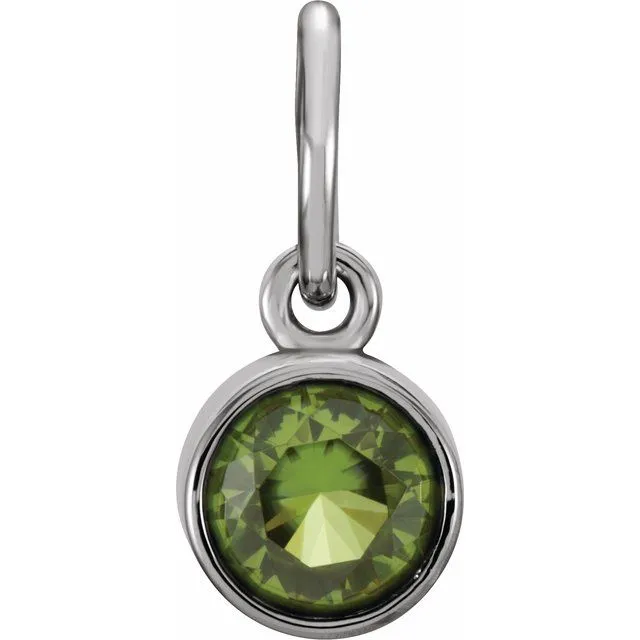 Sterling Silver 4 mm Round Imitation Peridot Birthstone Charm