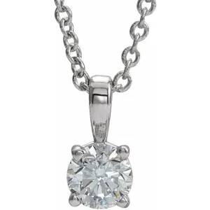 Sterling Silver 5 mm Imitation Diamond 16-18" Necklace