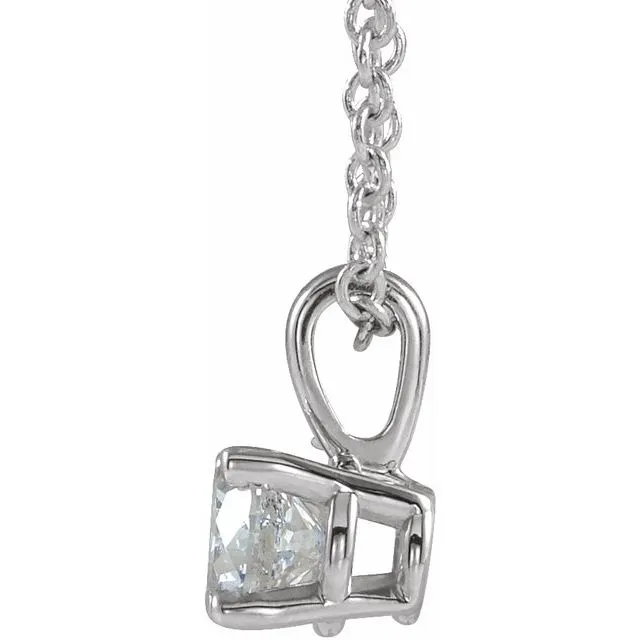 Sterling Silver 5 mm Imitation Diamond 16-18" Necklace