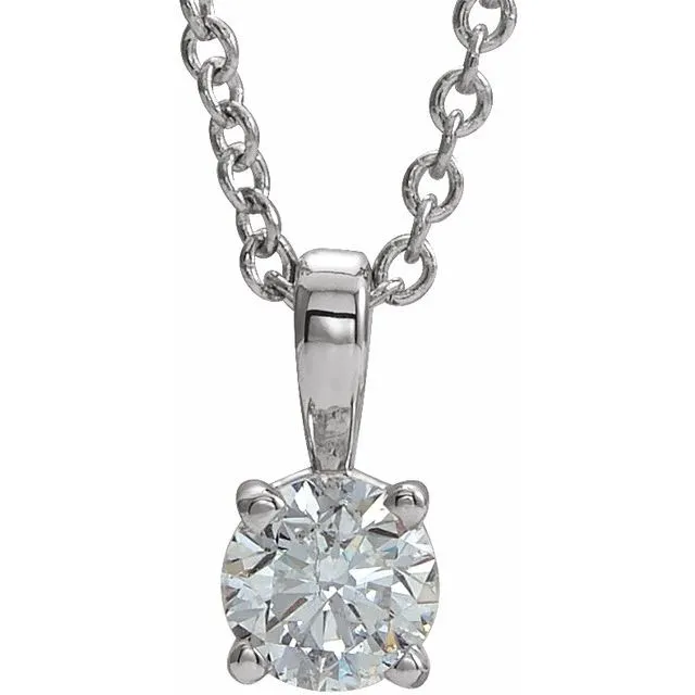 Sterling Silver 5 mm Imitation Diamond 16-18" Necklace