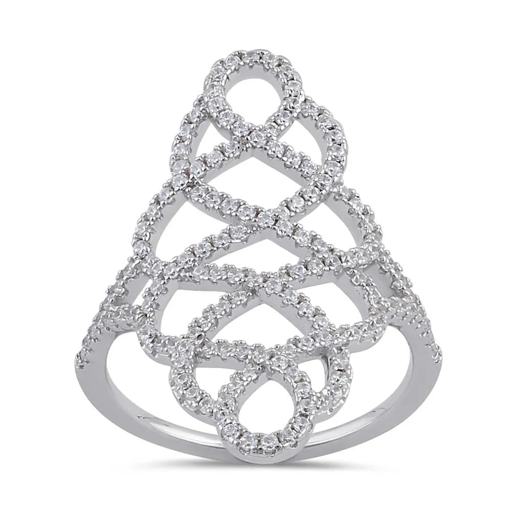 Sterling Silver Figure 8 Extravagant Clear CZ Ring
