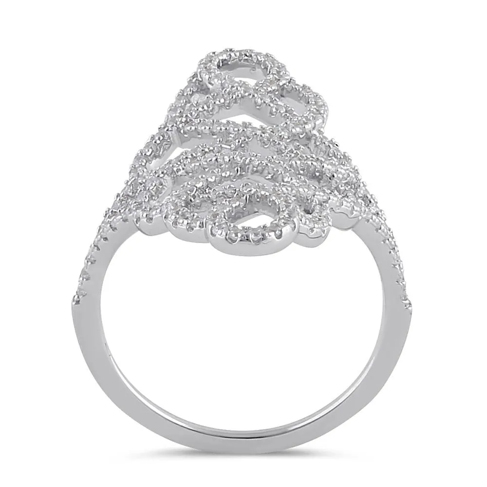 Sterling Silver Figure 8 Extravagant Clear CZ Ring