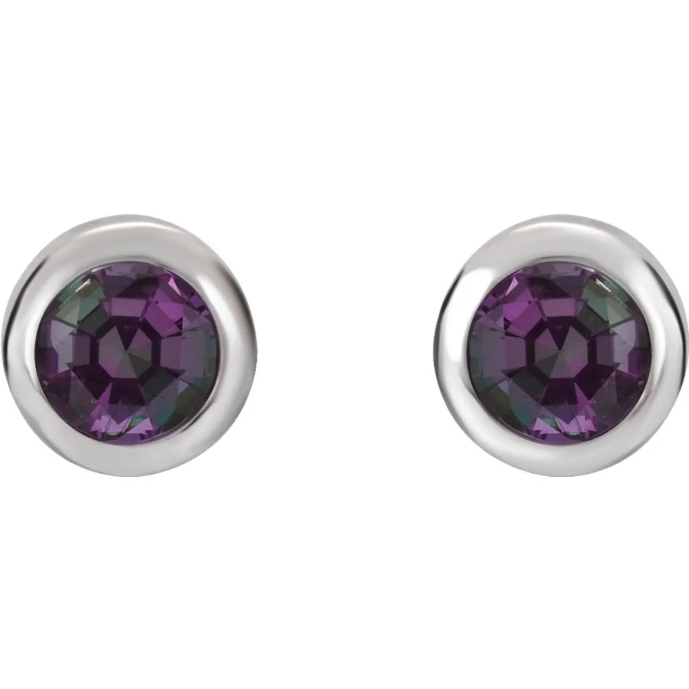 Sterling Silver Imitation Alexandrite Earrings