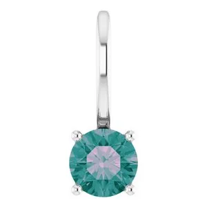 Sterling Silver Imitation Alexandrite Solitaire Charm/Pendant