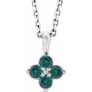 Sterling Silver Imitation Alexandrite Youth 16-18" Necklace