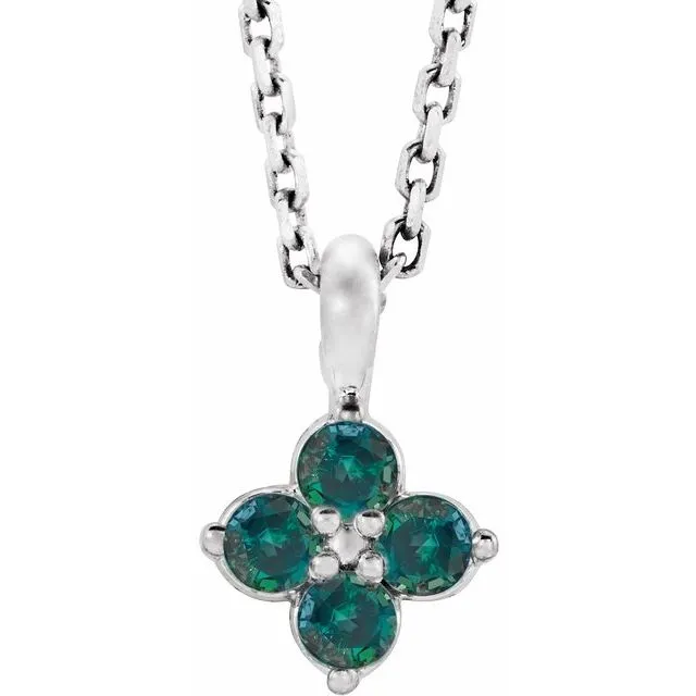 Sterling Silver Imitation Alexandrite Youth 16-18" Necklace