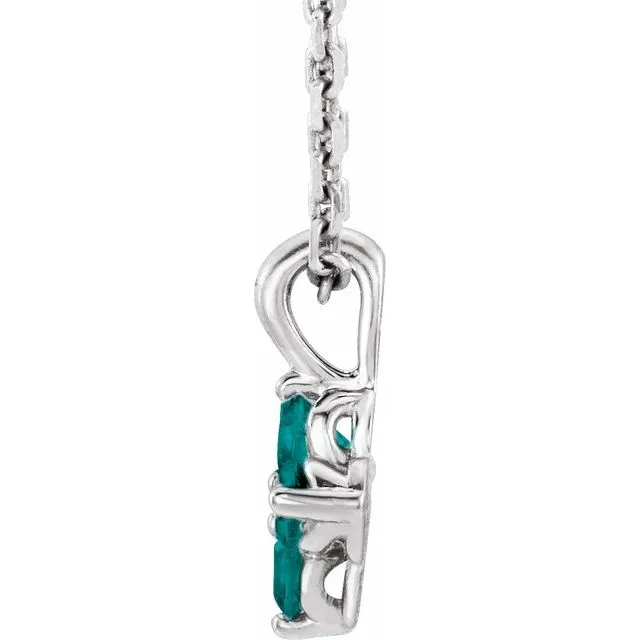 Sterling Silver Imitation Alexandrite Youth 16-18" Necklace