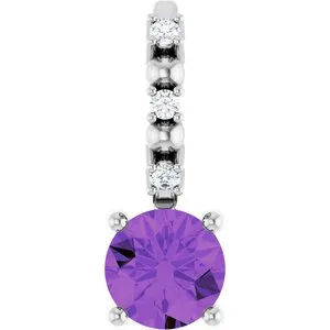 Sterling Silver Imitation Amethyst & .01 CTW Natural Diamond Charm/Pendant