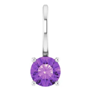 Sterling Silver Imitation Amethyst Solitaire Charm/Pendant
