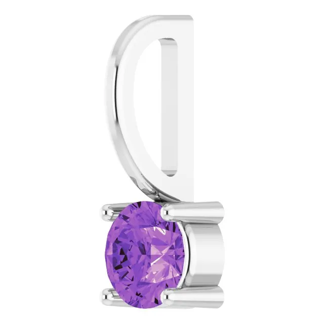 Sterling Silver Imitation Amethyst Solitaire Charm/Pendant