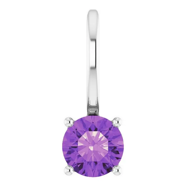 Sterling Silver Imitation Amethyst Solitaire Charm/Pendant