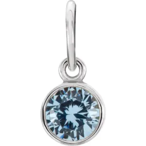 Sterling Silver Imitation Aquamarine Birthstone Charm