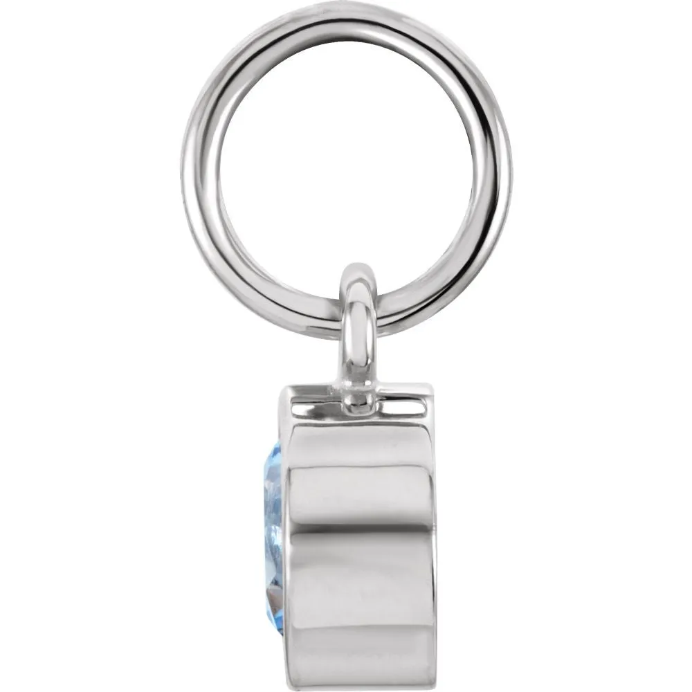 Sterling Silver Imitation Aquamarine Birthstone Charm