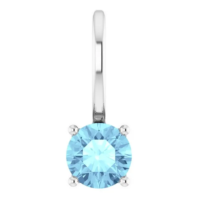 Sterling Silver Imitation Aquamarine Solitaire Charm/Pendant