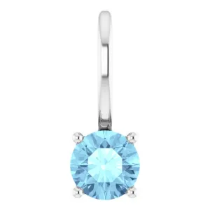 Sterling Silver Imitation Aquamarine Solitaire Charm/Pendant