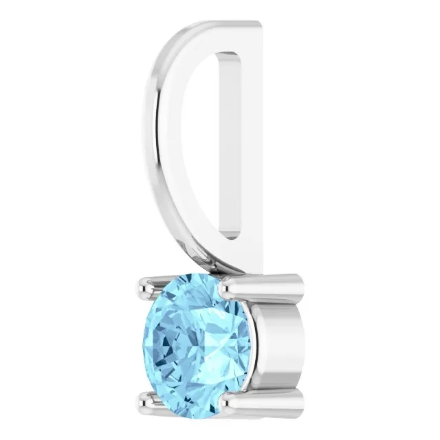 Sterling Silver Imitation Aquamarine Solitaire Charm/Pendant