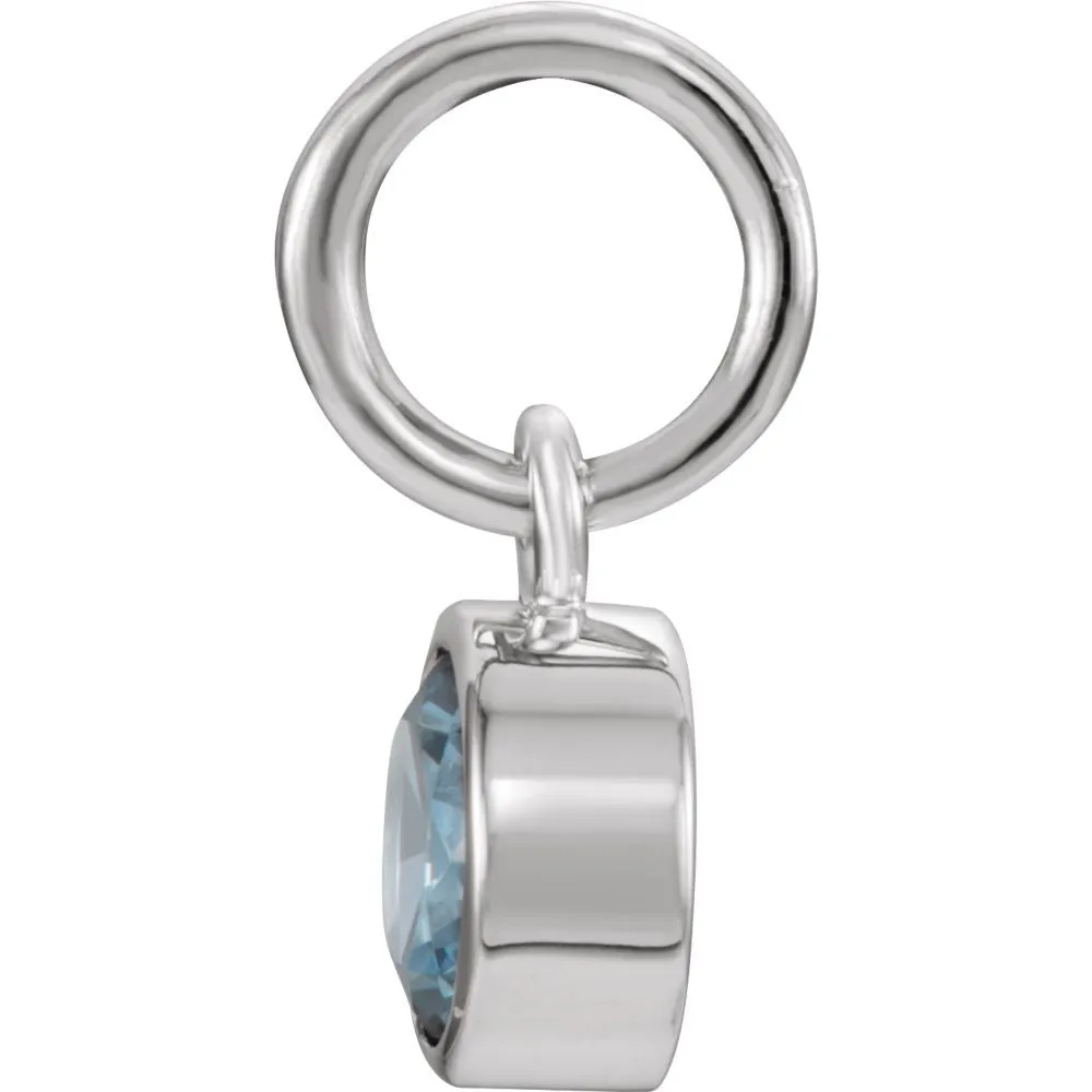 Sterling Silver Imitation Blue Zircon Birthstone Charm