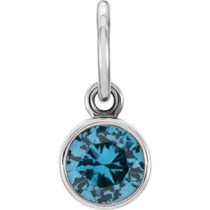 Sterling Silver Imitation Blue Zircon Birthstone Charm