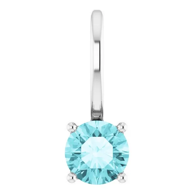 Sterling Silver Imitation Blue Zircon Solitaire Charm/Pendant