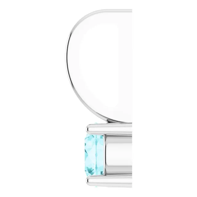 Sterling Silver Imitation Blue Zircon Solitaire Charm/Pendant