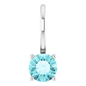 Sterling Silver Imitation Blue Zircon Solitaire Charm/Pendant