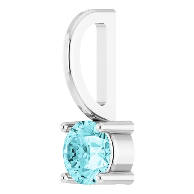 Sterling Silver Imitation Blue Zircon Solitaire Charm/Pendant