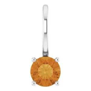 Sterling Silver Imitation Citrine Solitaire Charm/Pendant
