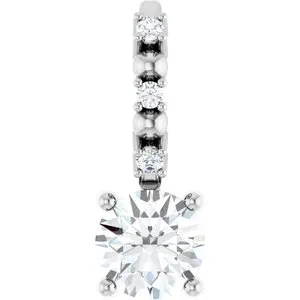Sterling Silver Imitation Diamond & .01 CTW Natural Diamond Charm/Pendant