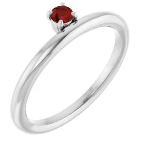 Sterling Silver Imitation Garnet Stackable Ring