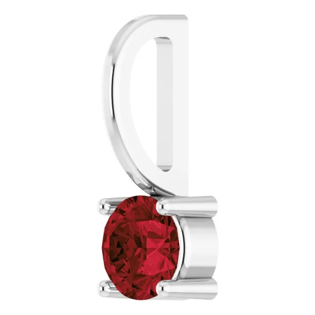 Sterling Silver Imitation Mozambique Garnet Solitaire Charm/Pendant
