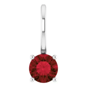 Sterling Silver Imitation Mozambique Garnet Solitaire Charm/Pendant