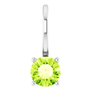Sterling Silver Imitation Peridot Solitaire Charm/Pendant