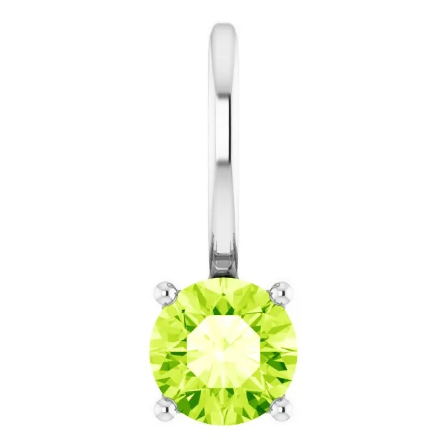 Sterling Silver Imitation Peridot Solitaire Charm/Pendant