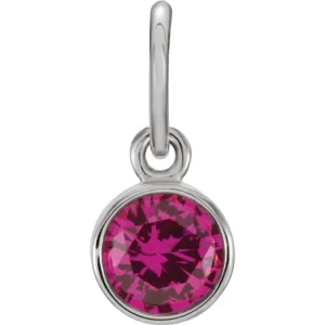 Sterling Silver Imitation Ruby Birthstone Charm