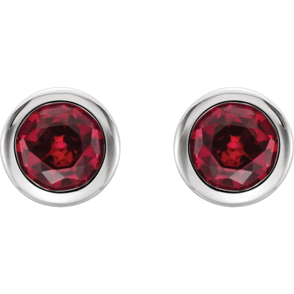 Sterling Silver Imitation Ruby Earrings