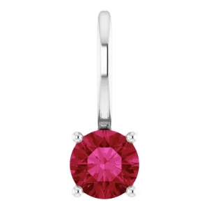Sterling Silver Imitation Ruby Solitaire Charm/Pendant