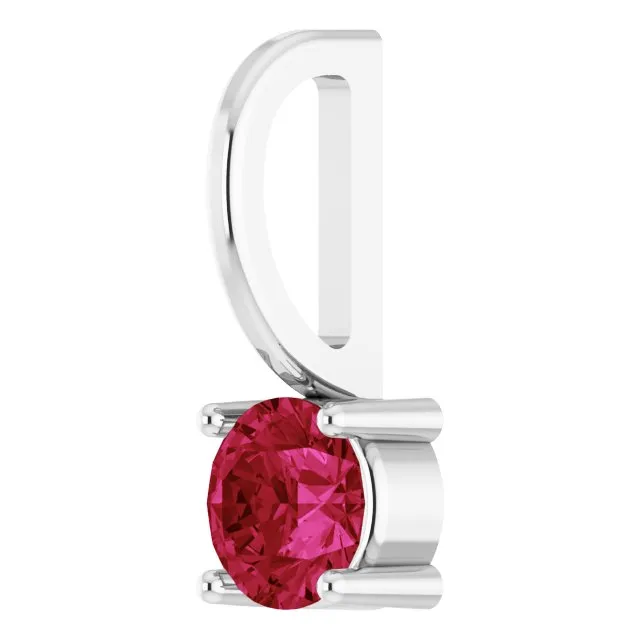 Sterling Silver Imitation Ruby Solitaire Charm/Pendant
