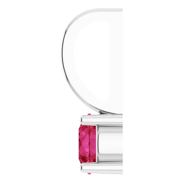 Sterling Silver Imitation Ruby Solitaire Charm/Pendant
