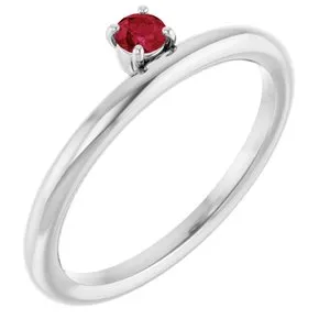 Sterling Silver Imitation Ruby Stackable Ring