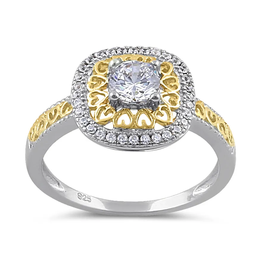 Sterling Silver Two-Tone Heart Engagement Ring