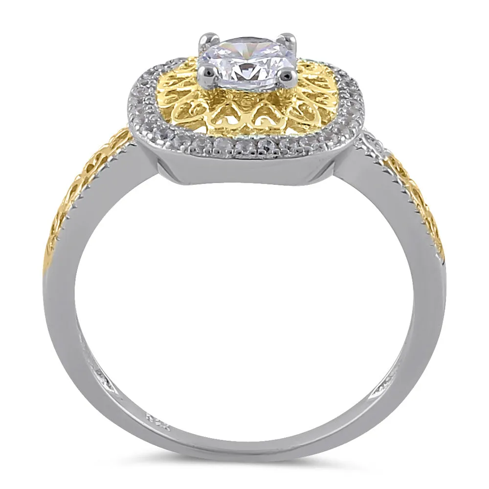 Sterling Silver Two-Tone Heart Engagement Ring