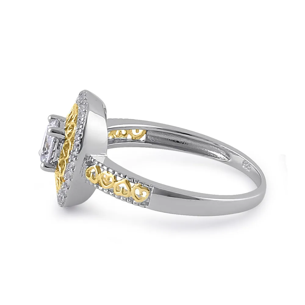 Sterling Silver Two-Tone Heart Engagement Ring