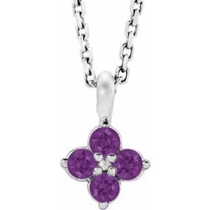 Sterling Silver Youth Imitation Amethyst 16-18" Necklace