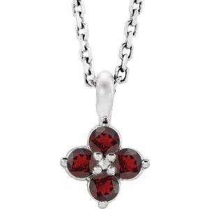 Sterling Silver Youth Imitation Mozambique Garnet 16-18" Necklace
