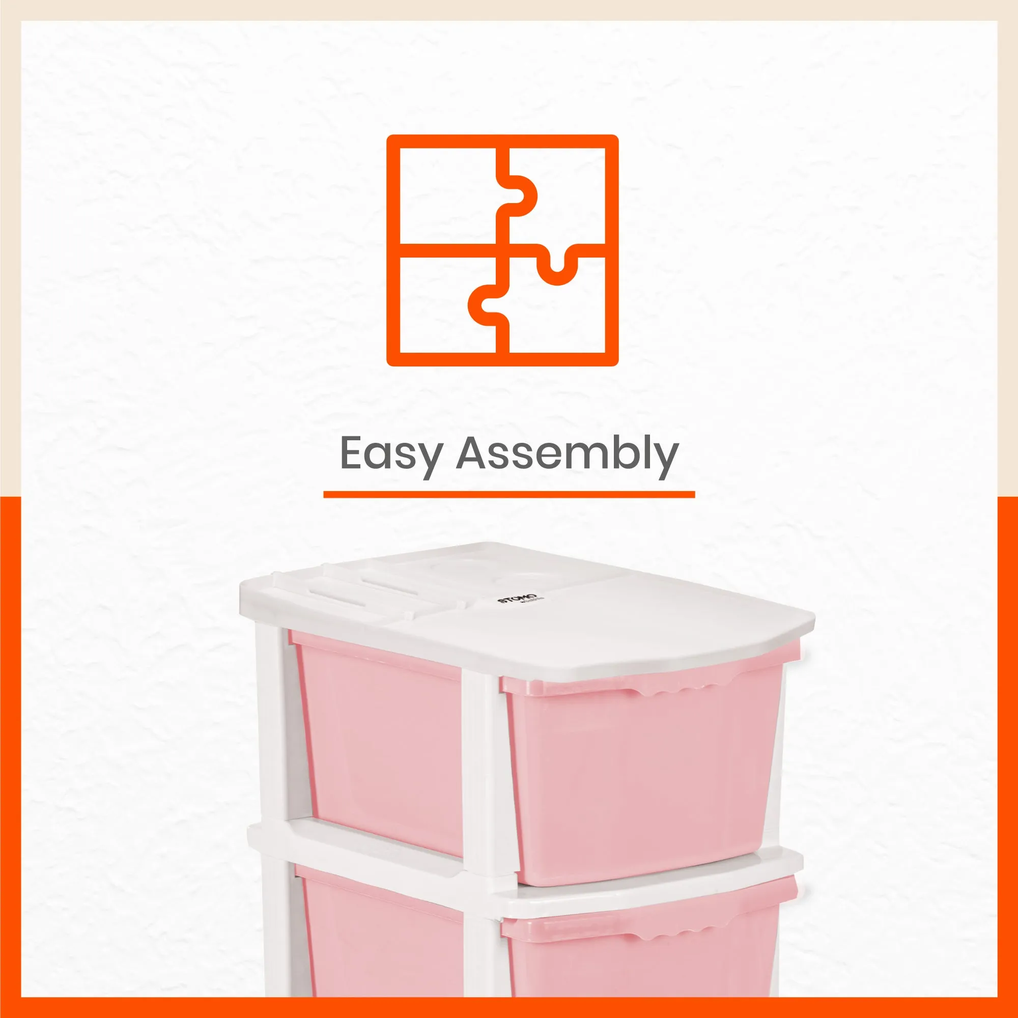 Stomo 5 Drawer Multi-Purpose Storage Organizer for Home and Office (Peach)