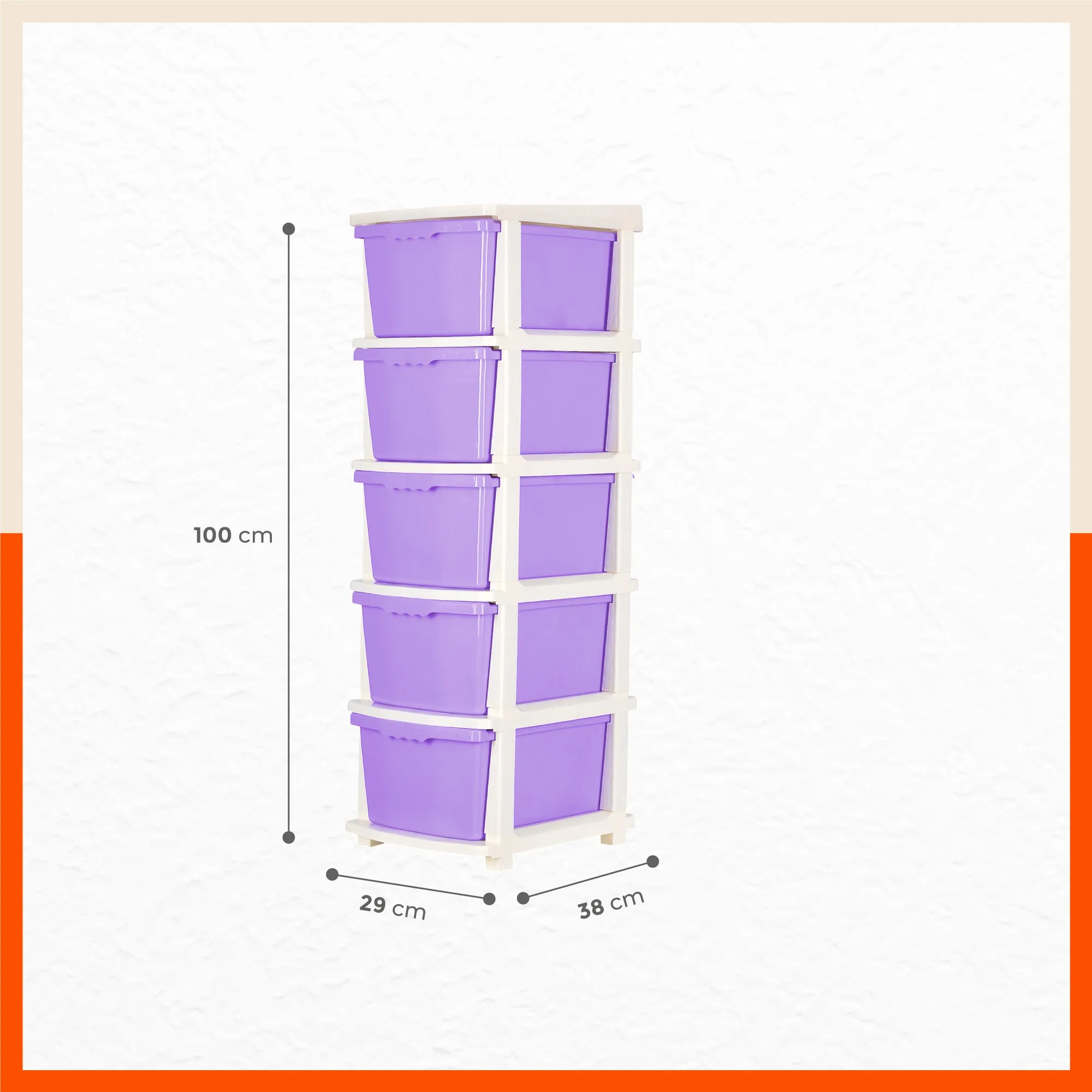 Stomo 5 Drawer Multi-Purpose Storage Organizer for Home and Office(Lavender)