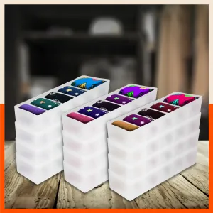 Stomo Dori Multi-Purpose Stackable Drawer Organizer For Home | Frost - Set of 12