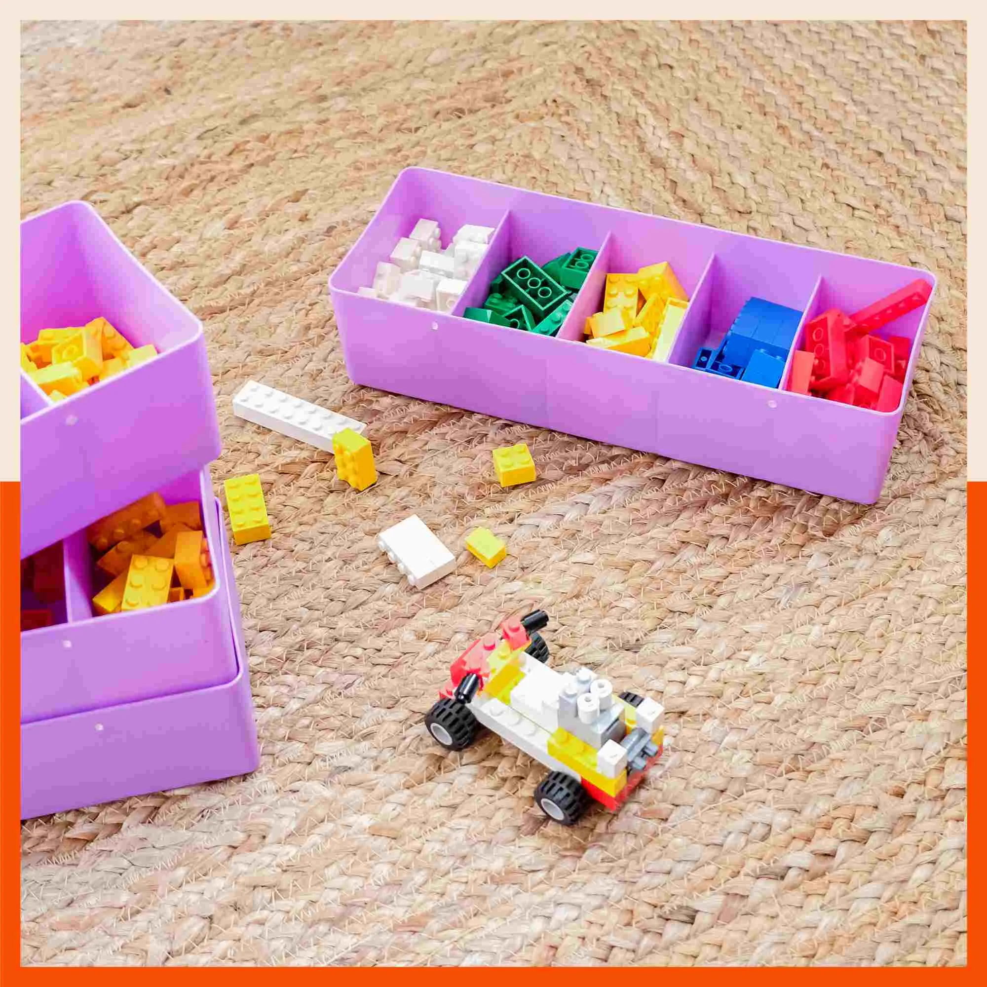Stomo Dori Multi-Purpose Stackable Drawer Organizer For Home | Lavender - Set of 2