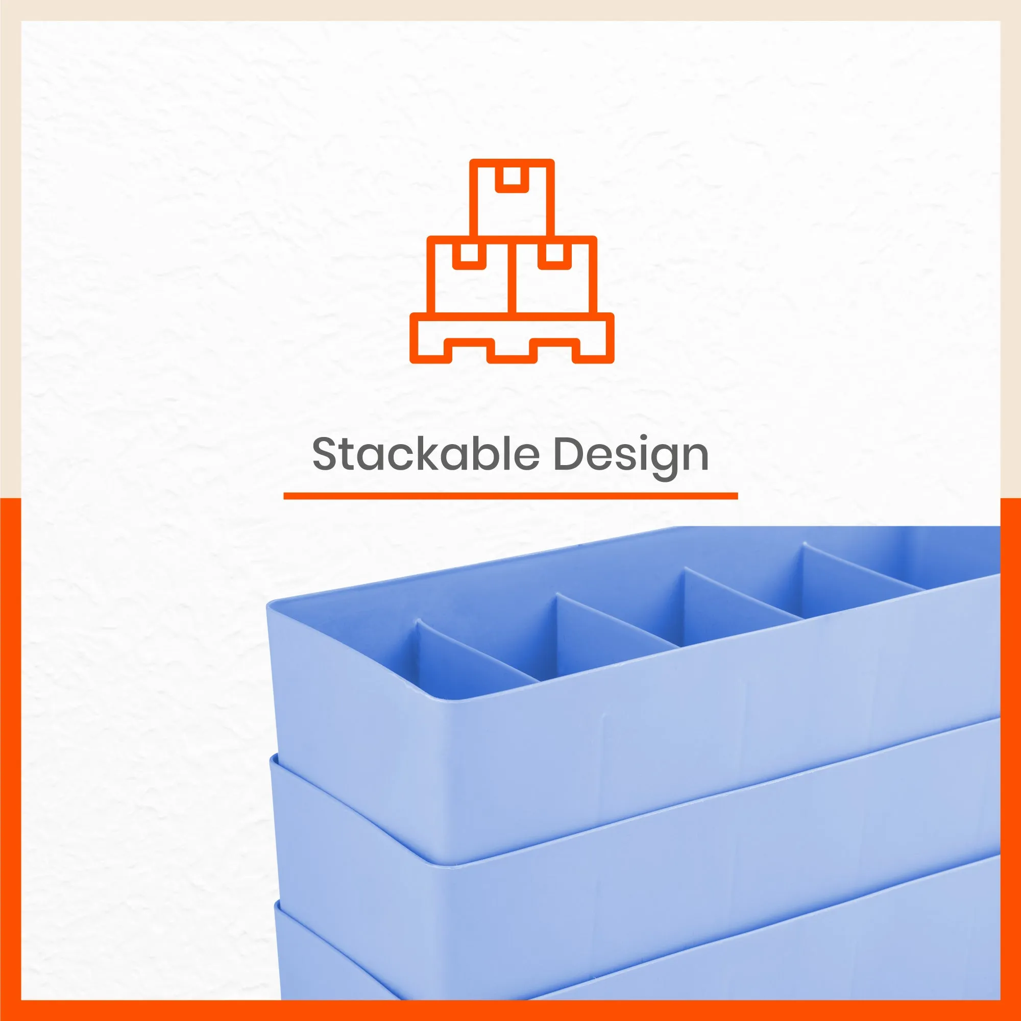 Stomo Dori Multi-Purpose Stackable Drawer Organizer For Home | Sky Blue - Set of 3