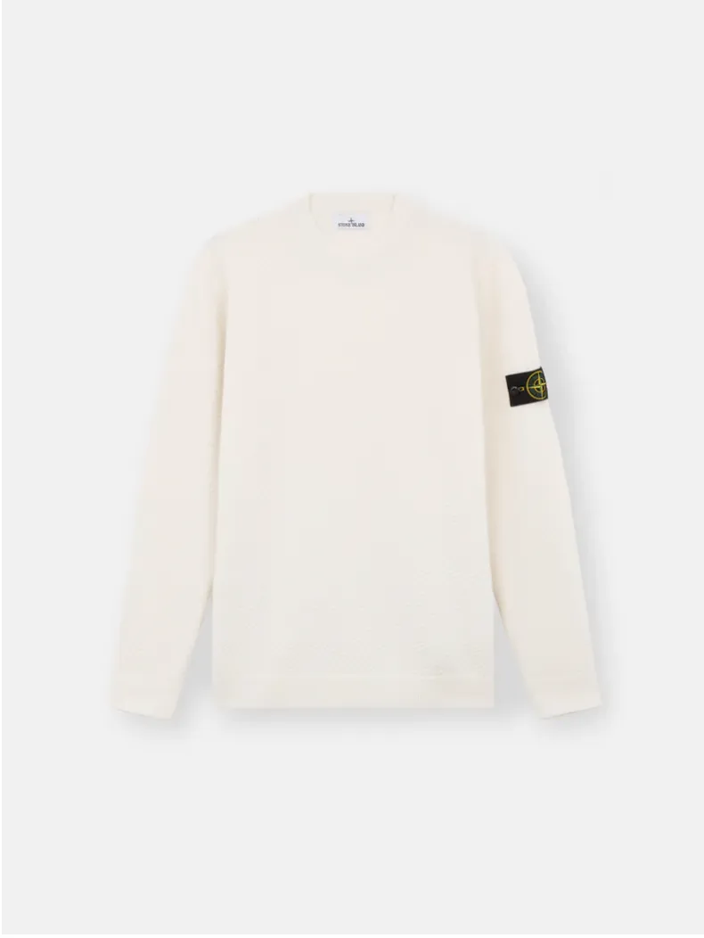 Stone Island 8115531 RWS Geelong Wool Knitwear Natural White
